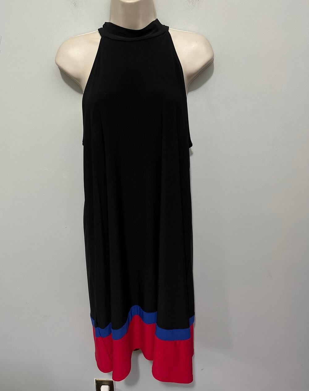 Vintage Nicole Miller Dress Large Black Colorblock High Neck 90s Minimalist